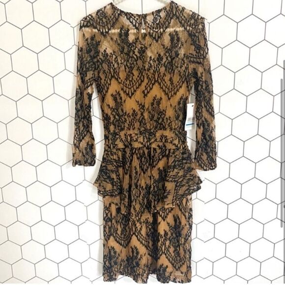 GANNI Larkin Peplum Black Lace Cocktail Dress NEW WITH TAGS SIZE XS - Picture 3 of 7